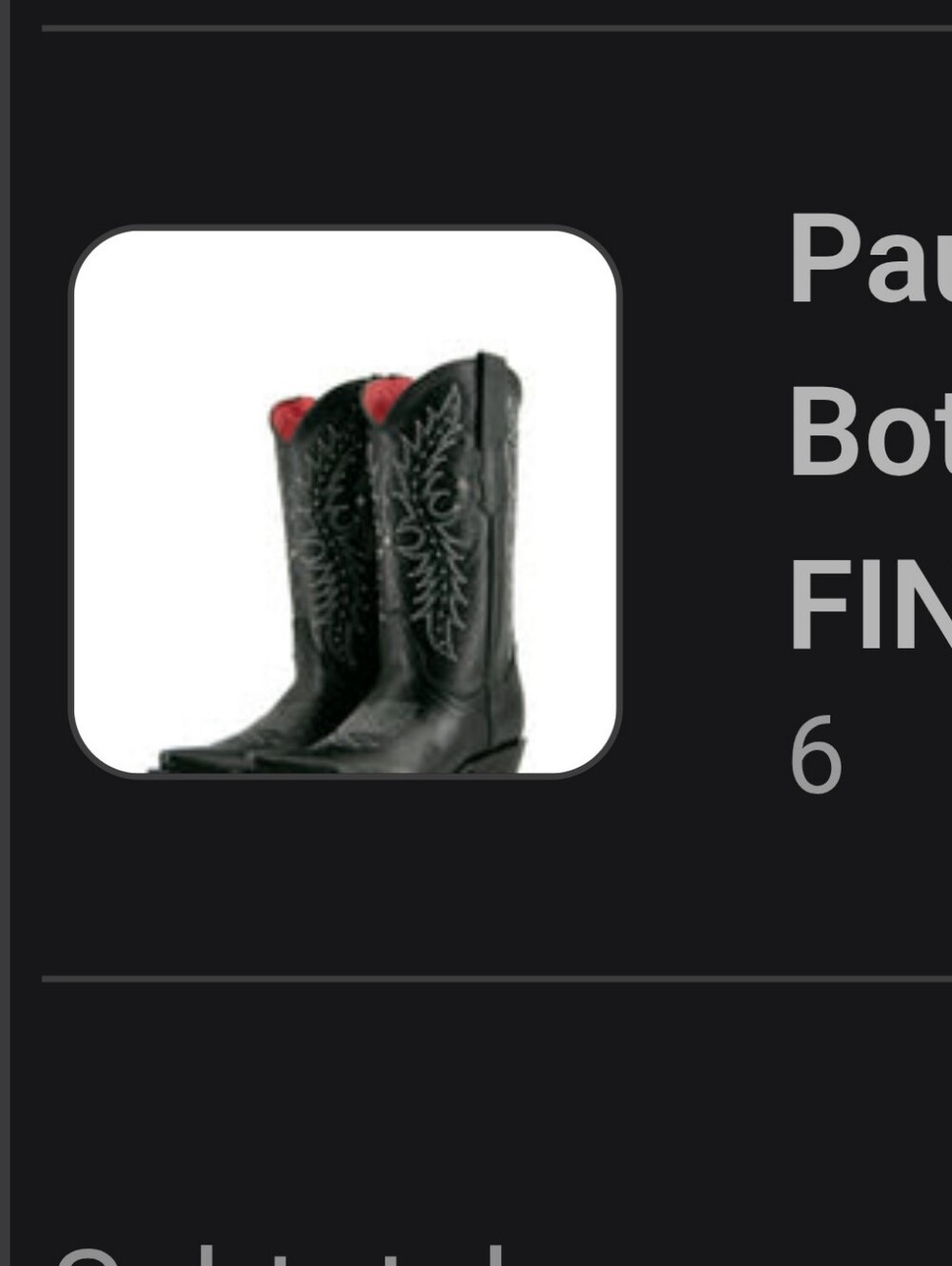 Rock'Em Paulina Snip Toe Red Bottom Cowgirl Boot Size 6